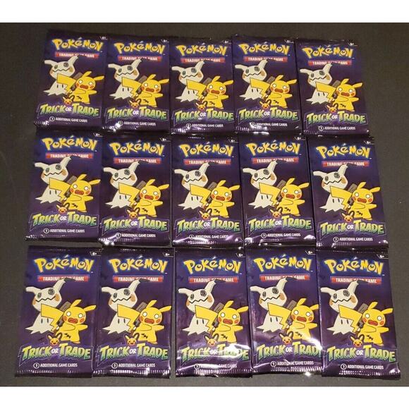 Pokemon Lot Of 15 Trick Or Trade Packs 3 Cards Per Pack - Picture 1 of 1